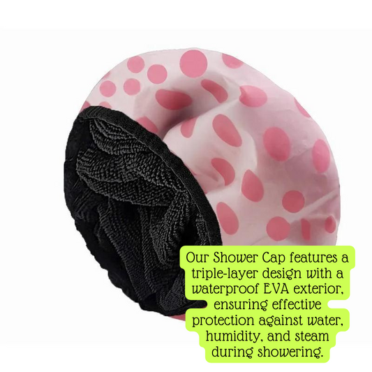 Shower Cap Terry Cloth Lined EVA (Whaterproof Larg Bath Hair cap)