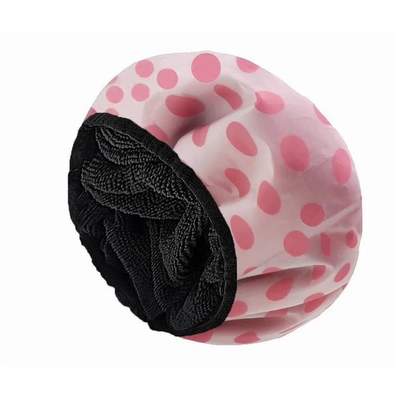 Shower Cap Terry Cloth Lined EVA (Whaterproof Larg Bath Hair cap)